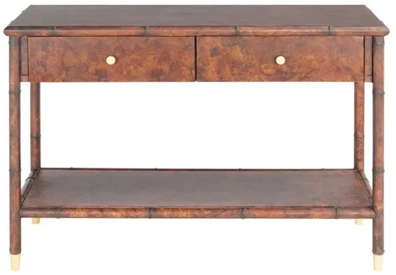 TUDOR 2 DRAWER 1 SHELF CONSOLE TABLE