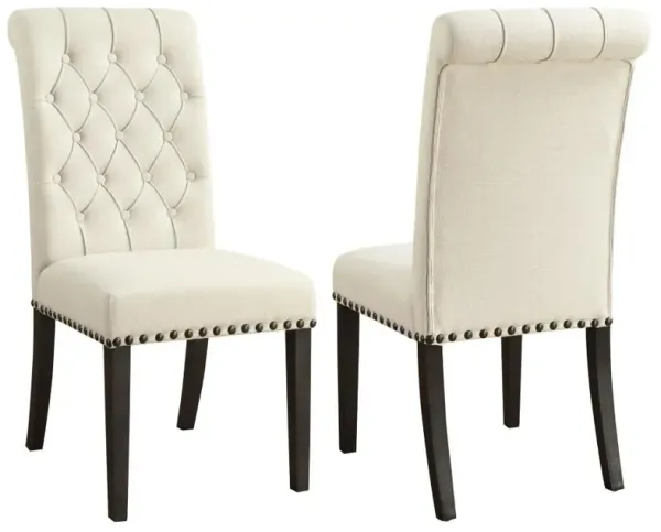 Alana Upholstered Side Chairs Beige and Smokey Black (Set of 2)
