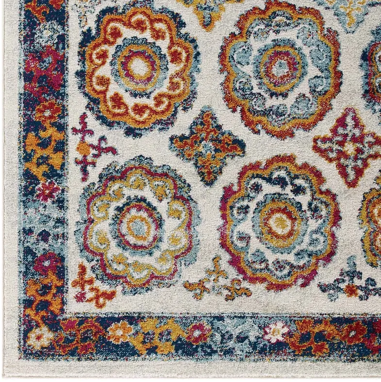 Entourage Odile Distressed Floral Moroccan Trellis 5x8 Area Rug