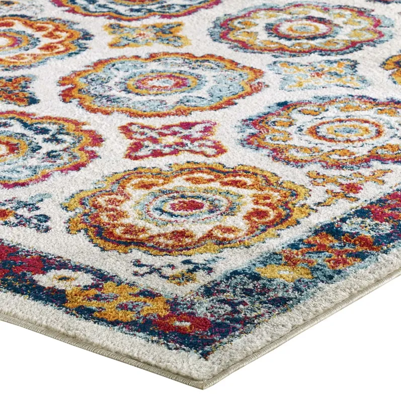 Entourage Odile Distressed Floral Moroccan Trellis 5x8 Area Rug