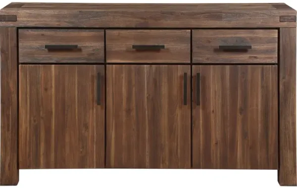 Meadow Three Drawer Three Door Solid Wood Sideboard In Brick Brown