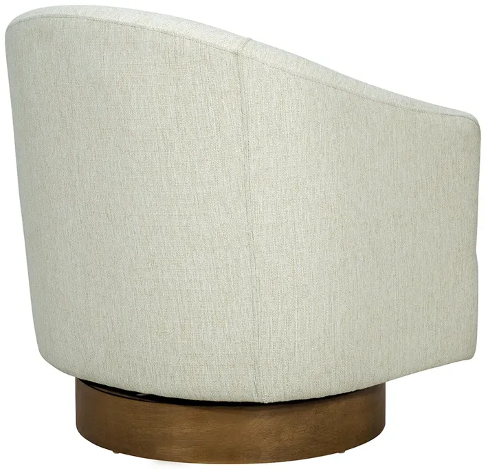 Upholstered Swivel Chair with Wood Base