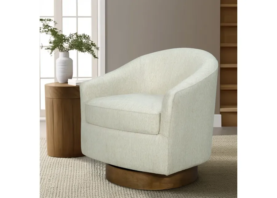 Upholstered Swivel Chair with Wood Base