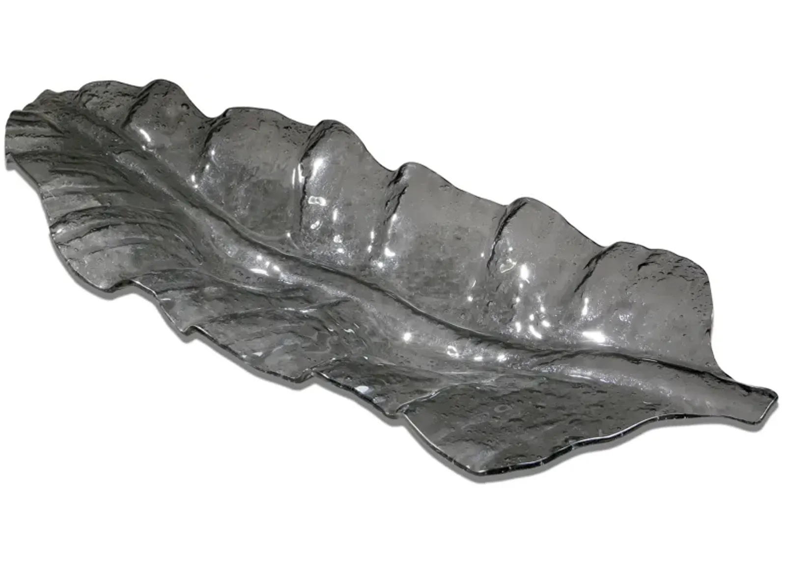 Smoked Leaf Glass Tray