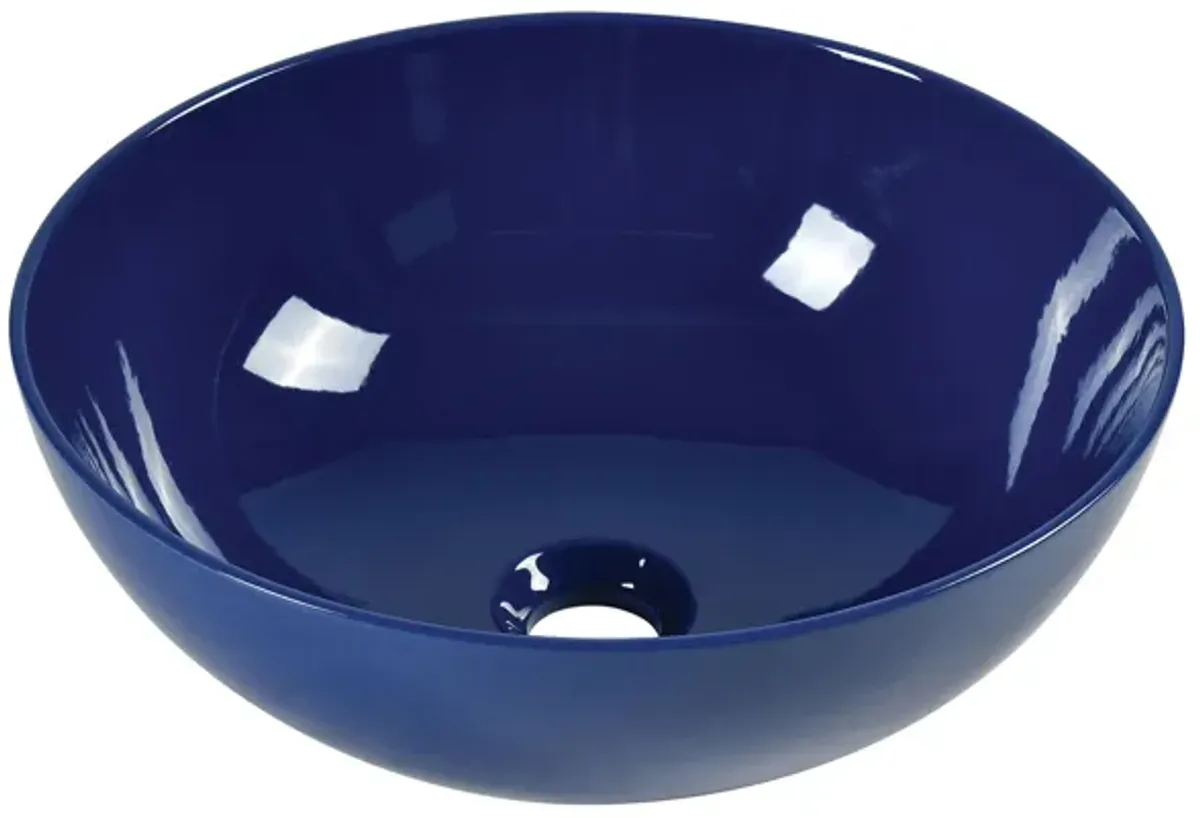 Vitreous China Round Vessel Sink - Polished Blue 15.2 inch