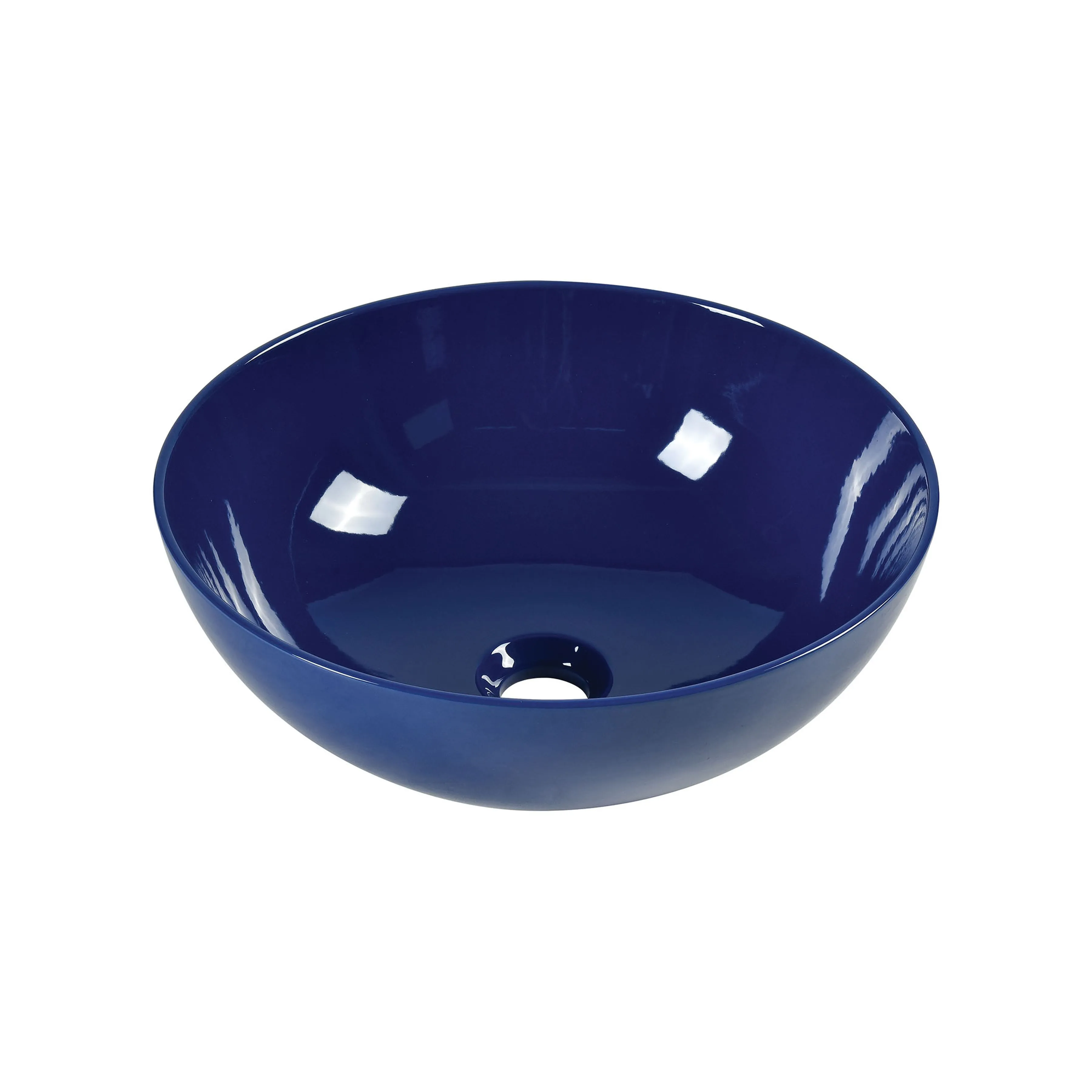 Vitreous China Round Vessel Sink - Polished Blue 15.2 inch