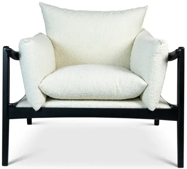 Modern Brazilian - Hara - Accent Chair - Boucle Ivory Upholstery - Black Frame