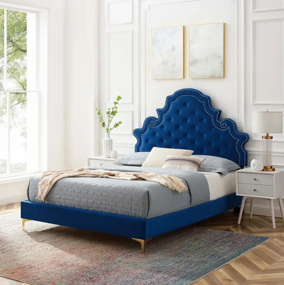 Gwyneth Tufted Performance Velvet Twin Platform Bed