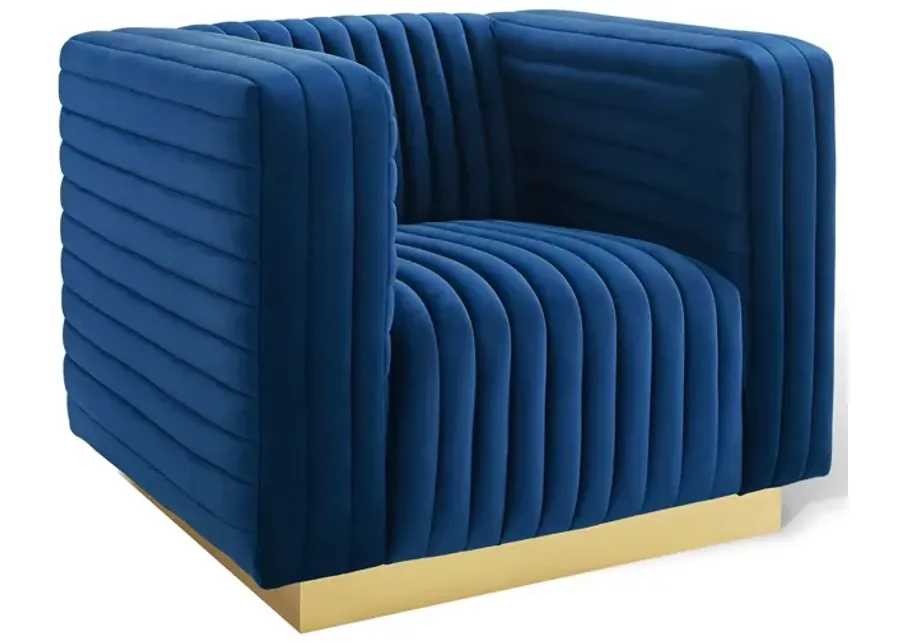 Charisma Channel Tufted Performance Velvet Accent Armchair