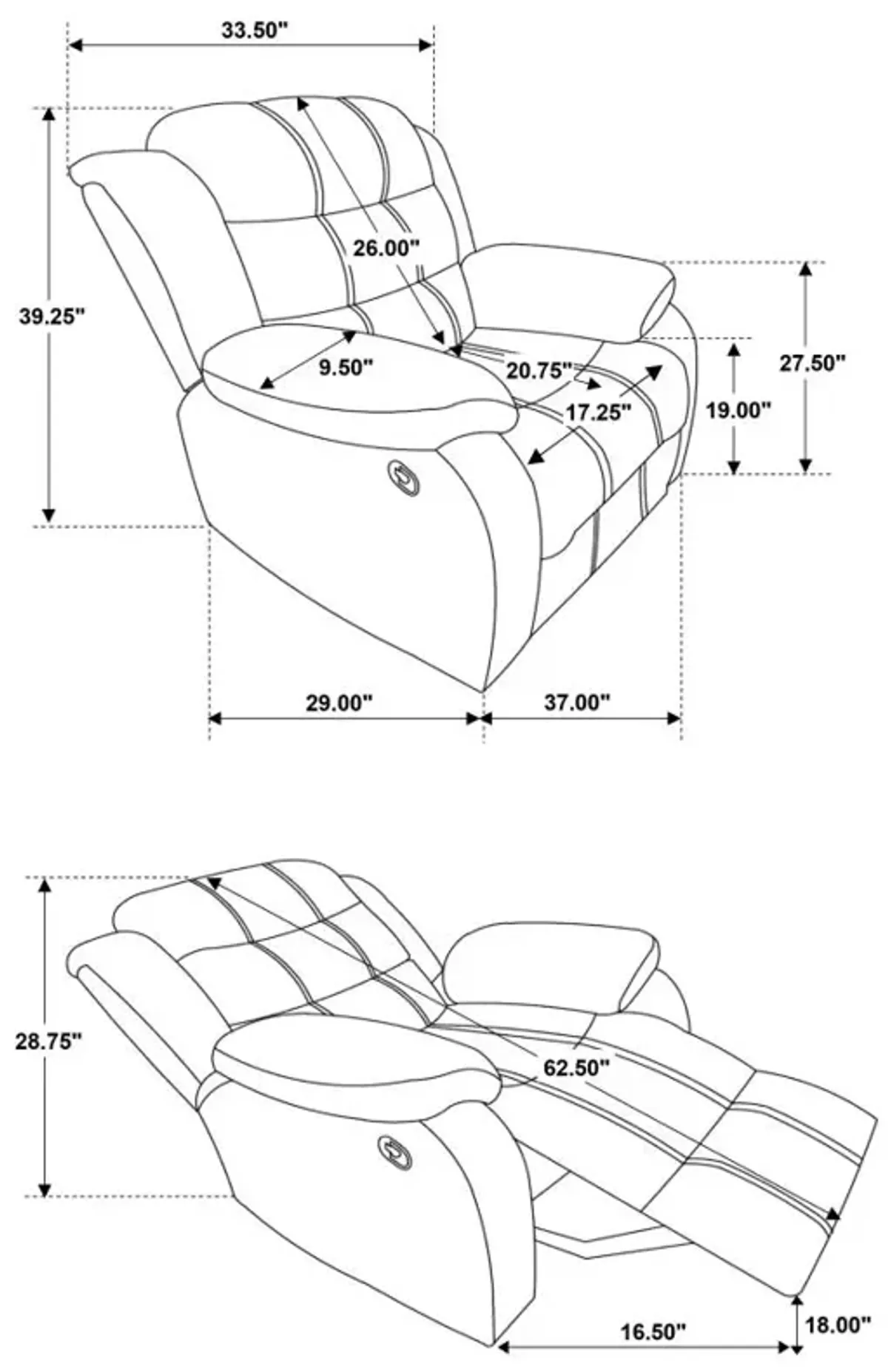 Rodman Upholstered Glider Recliner Chocolate