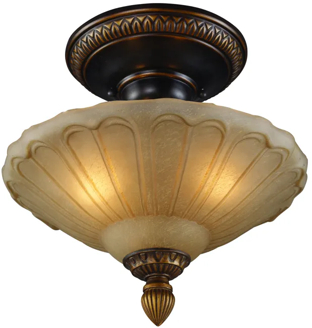 Restoration 12" Wide 3-Light Semi Flush Mount - Golden Bronze