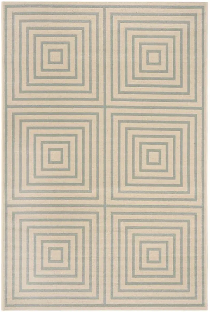 LINDEN 123 Collection LND123L-4 Cream / Aqua 4' X 6'