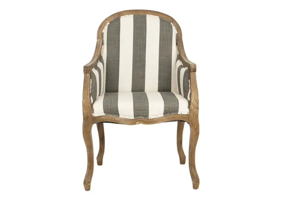 ESTHER ARM CHAIR WITH AWNING STRIPES - FLAT BLACK NAIL HEADS 