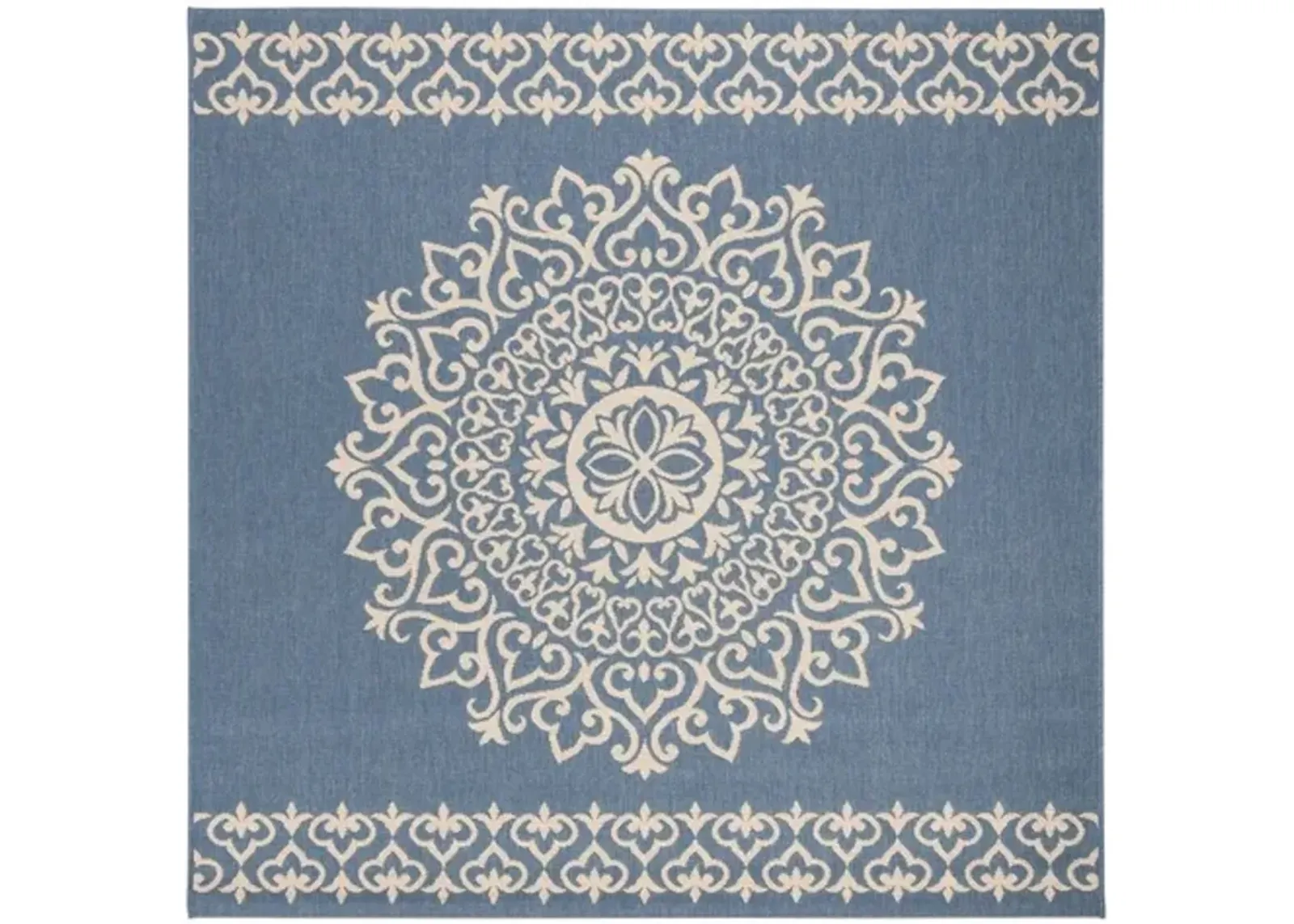 LINDEN 183 Collection LND183N-6SQ Cream / Blue 6'-7" X 6'-7" Square