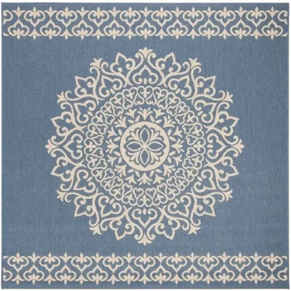 LINDEN 183 Collection LND183N-6SQ Cream / Blue 6'-7" X 6'-7" Square