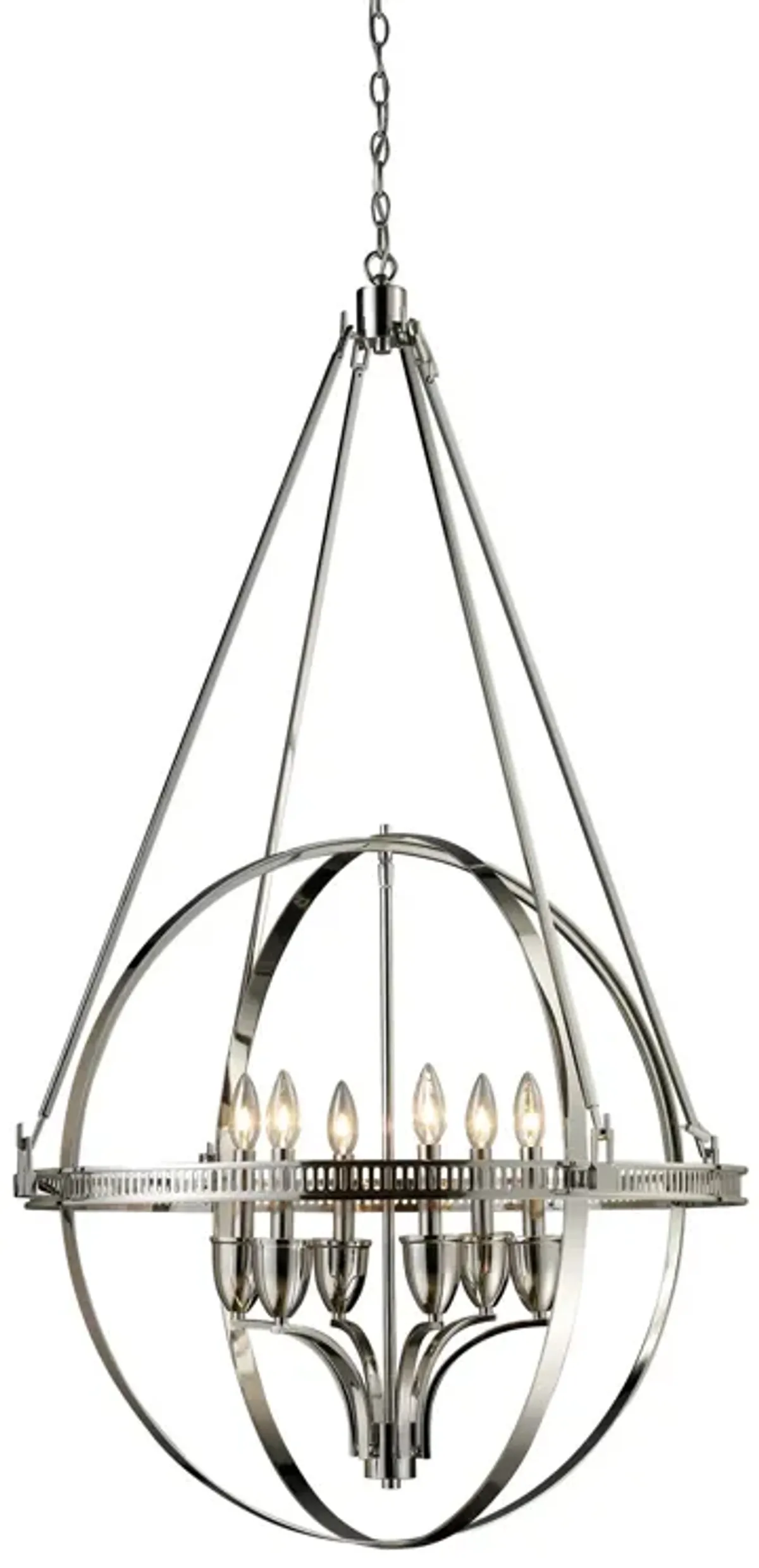 Hemispheres 32" Wide 6-Light Chandelier - Polished Nickel