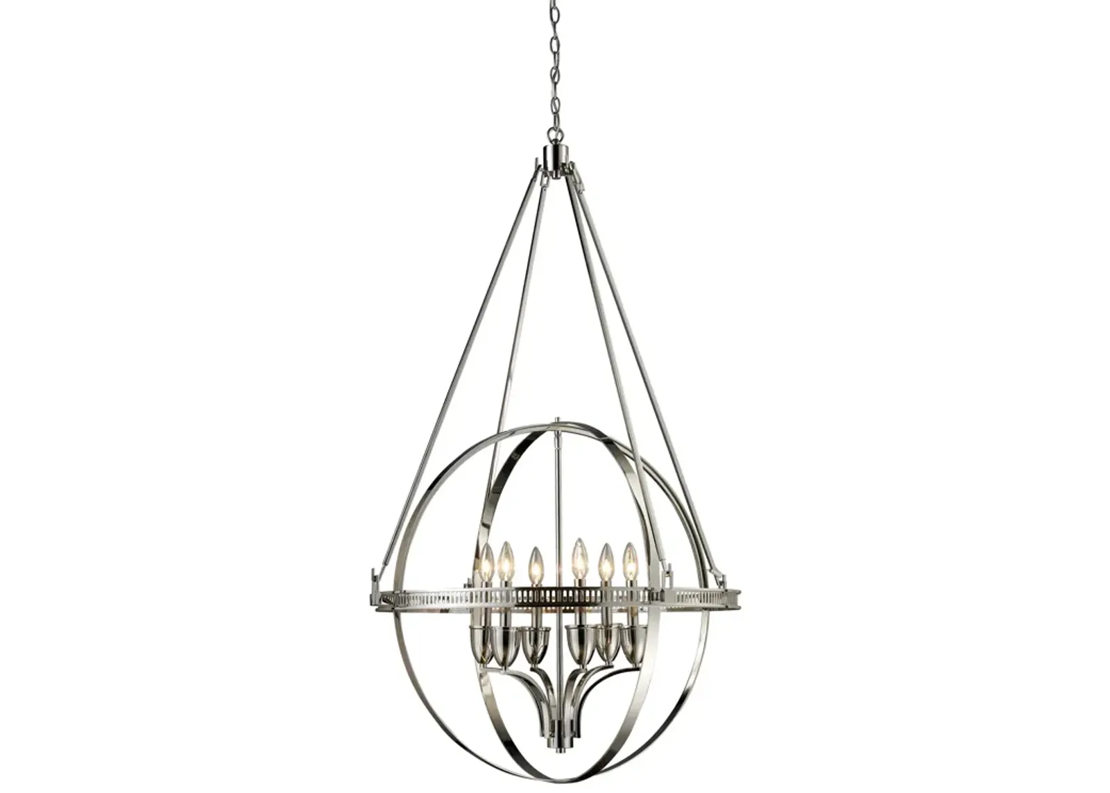 Hemispheres 32" Wide 6-Light Chandelier - Polished Nickel