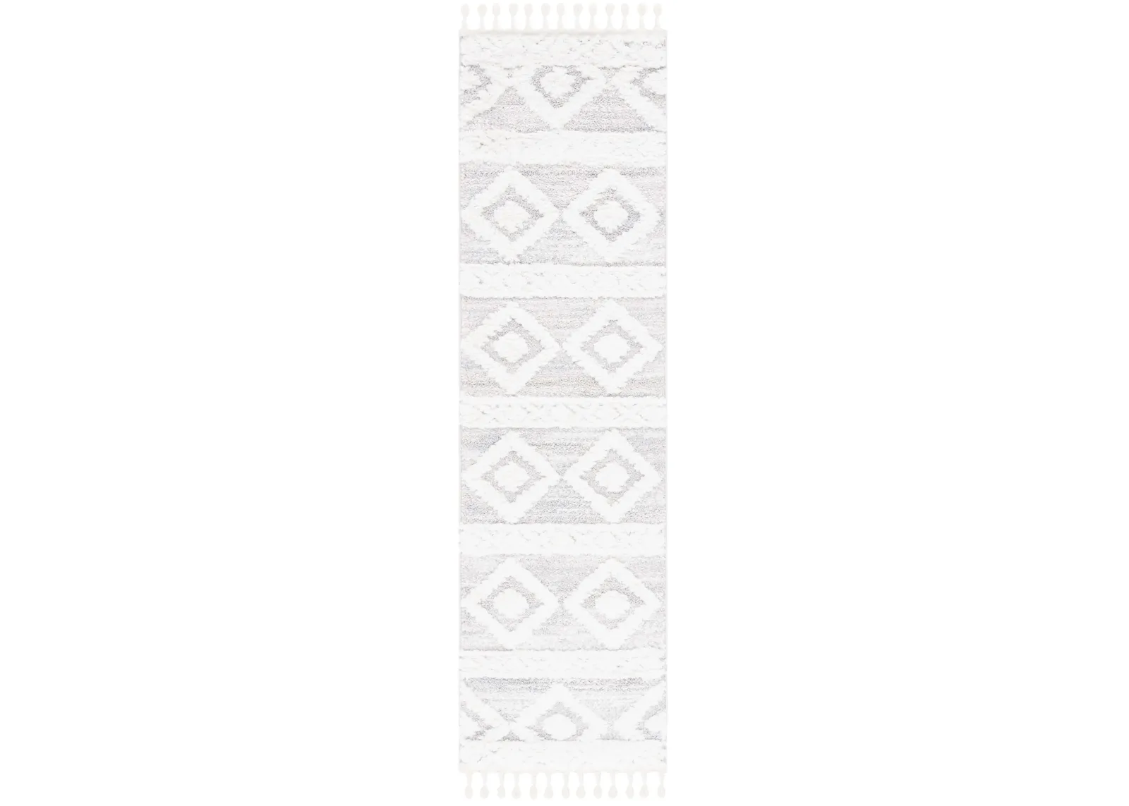 MOROCCAN TASSEL SHAG 640 IVORY  2'-3' x 10' Runner Rug