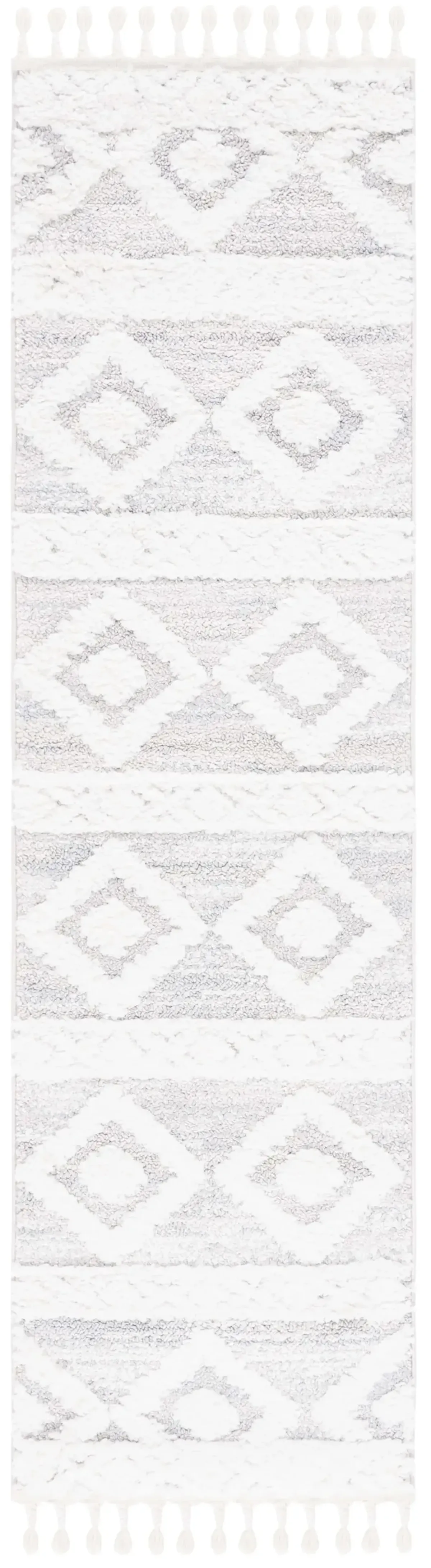 MOROCCAN TASSEL SHAG 640 IVORY  2'-3' x 10' Runner Rug