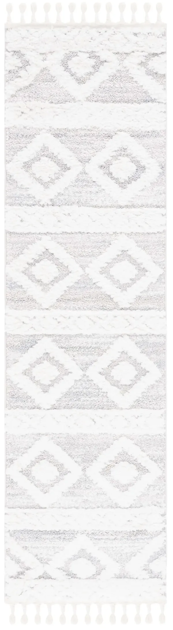 MOROCCAN TASSEL SHAG 640 IVORY  2'-3' x 10' Runner Rug