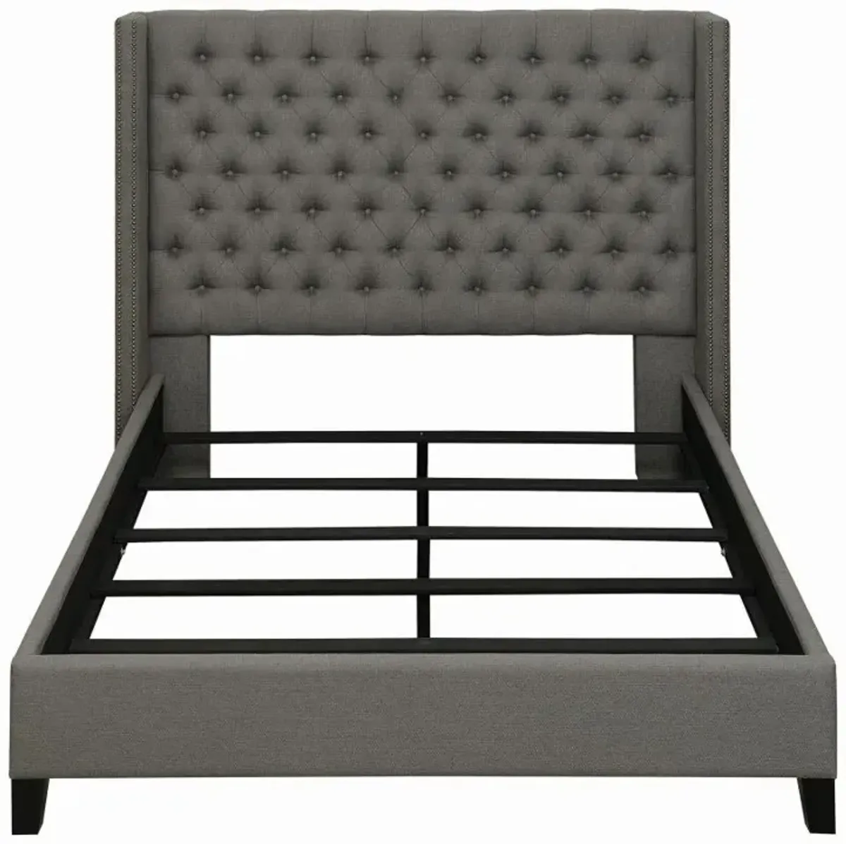 Elland Demi-Wing Upholstered Eastern King Bed Grey