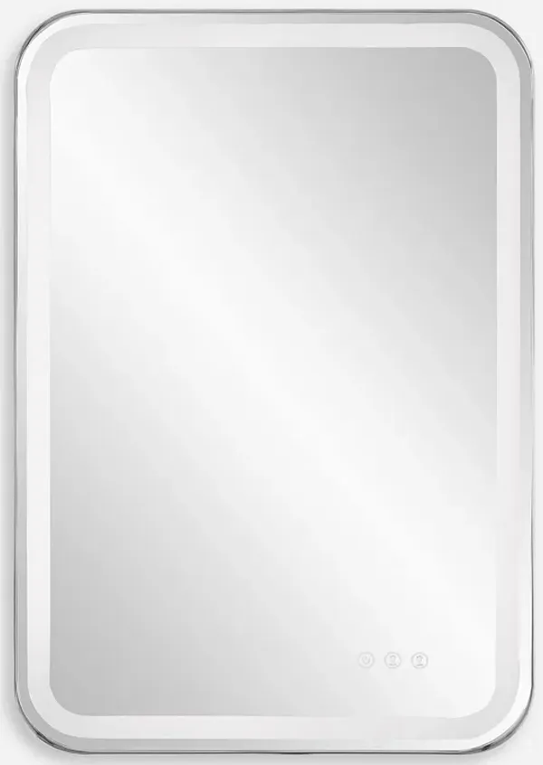 Crofton Lighted Nickel Vanity Mirror