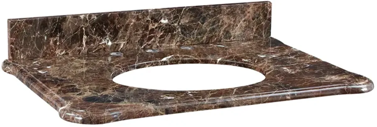 Malago 31-inch Stone Top - Dark Emperador Marble for Oval Undermount Sink