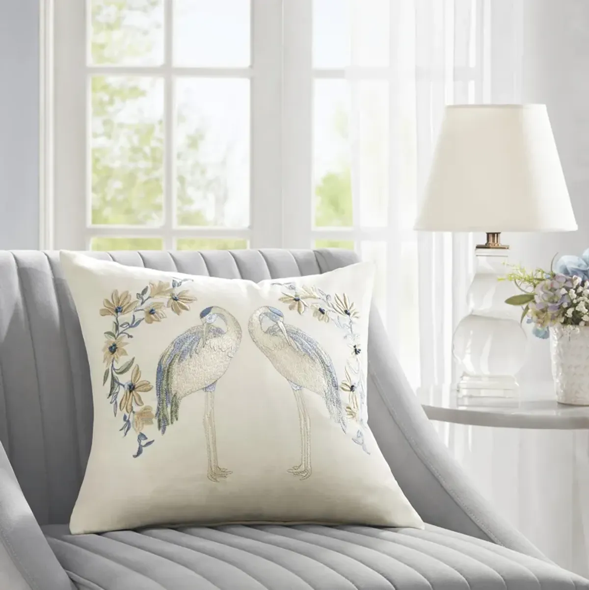 Croscill Home Florio White Square Decor Pillow