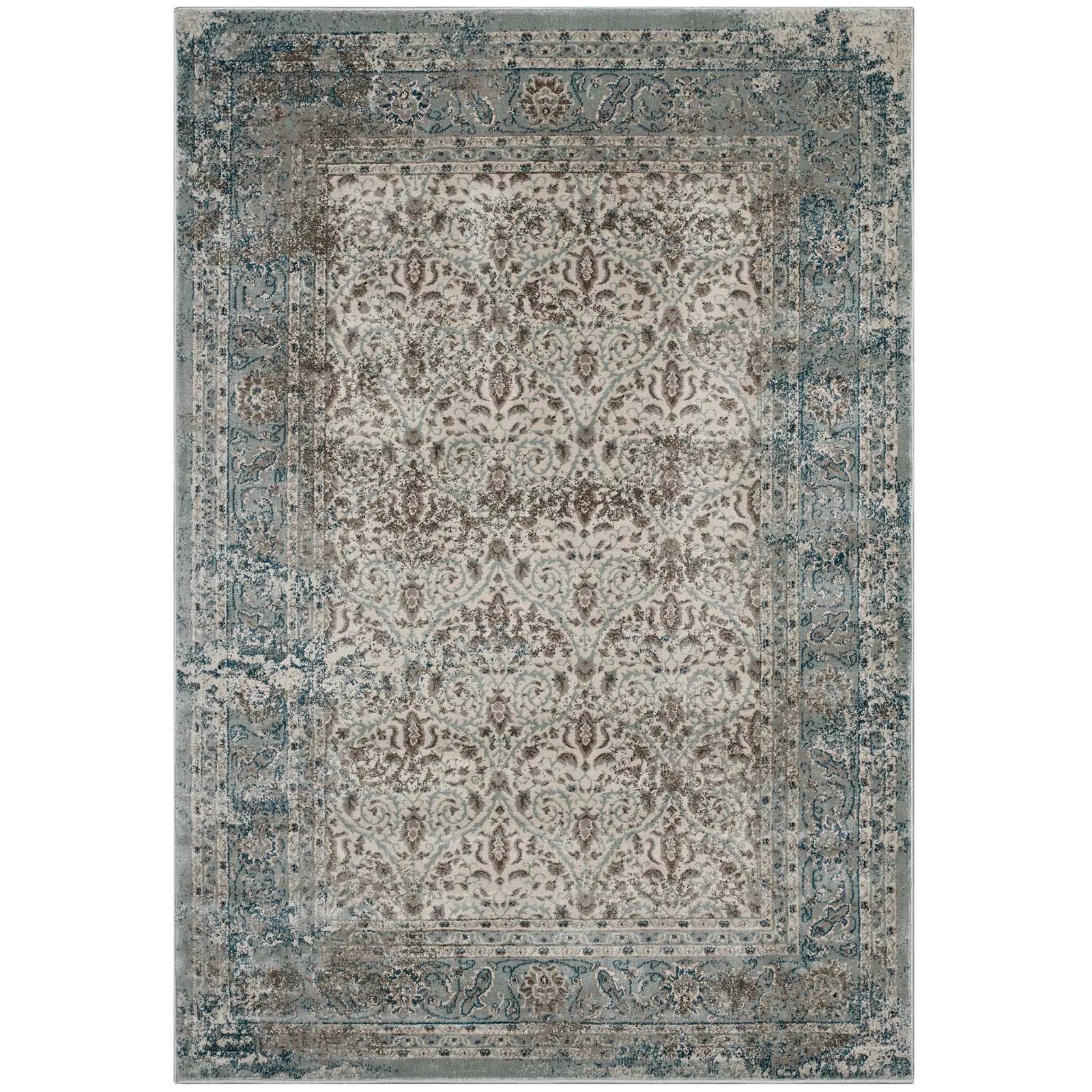 Dilys Distressed Vintage Floral Lattice 5x8 Area Rug