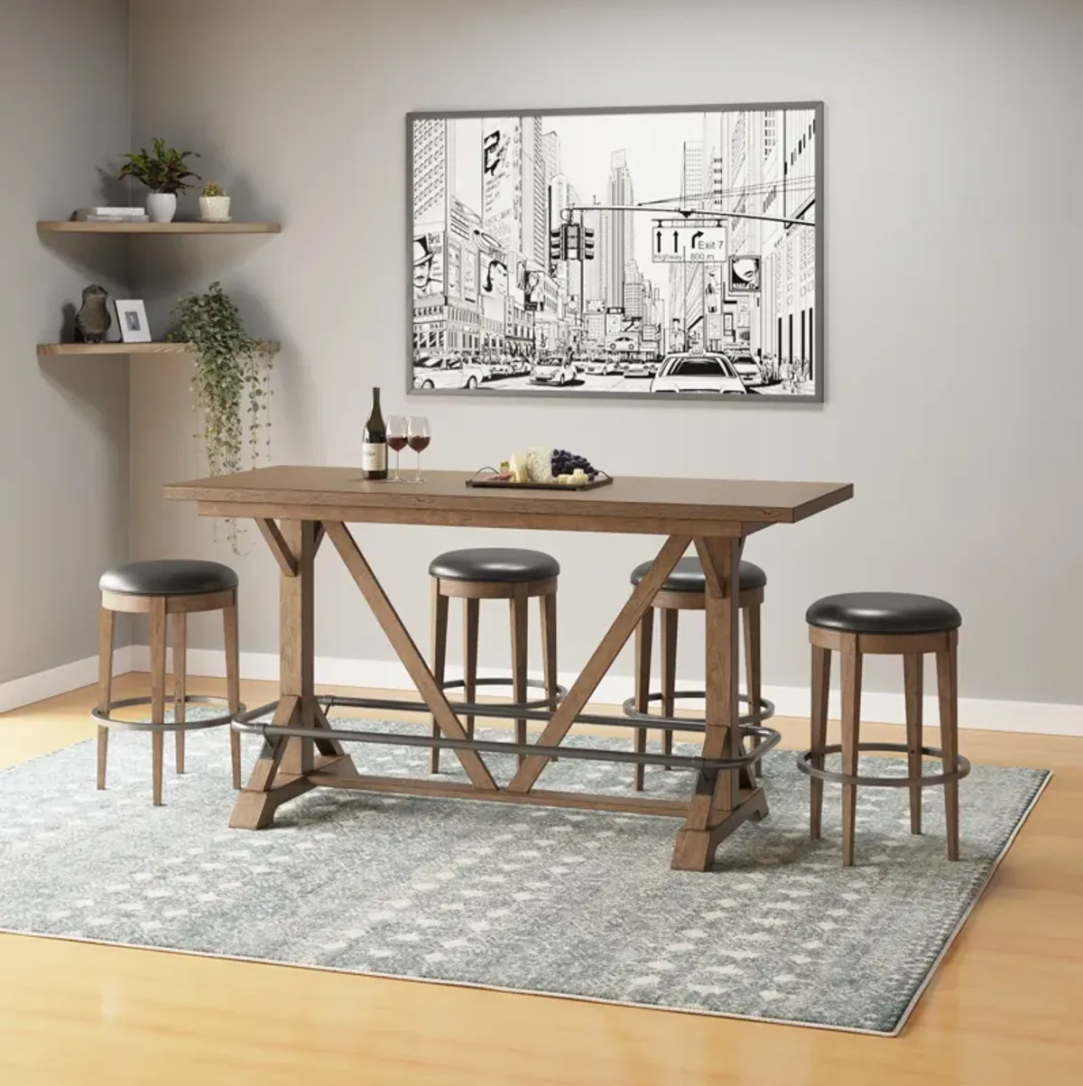 Benton Bar Height Trestle Table