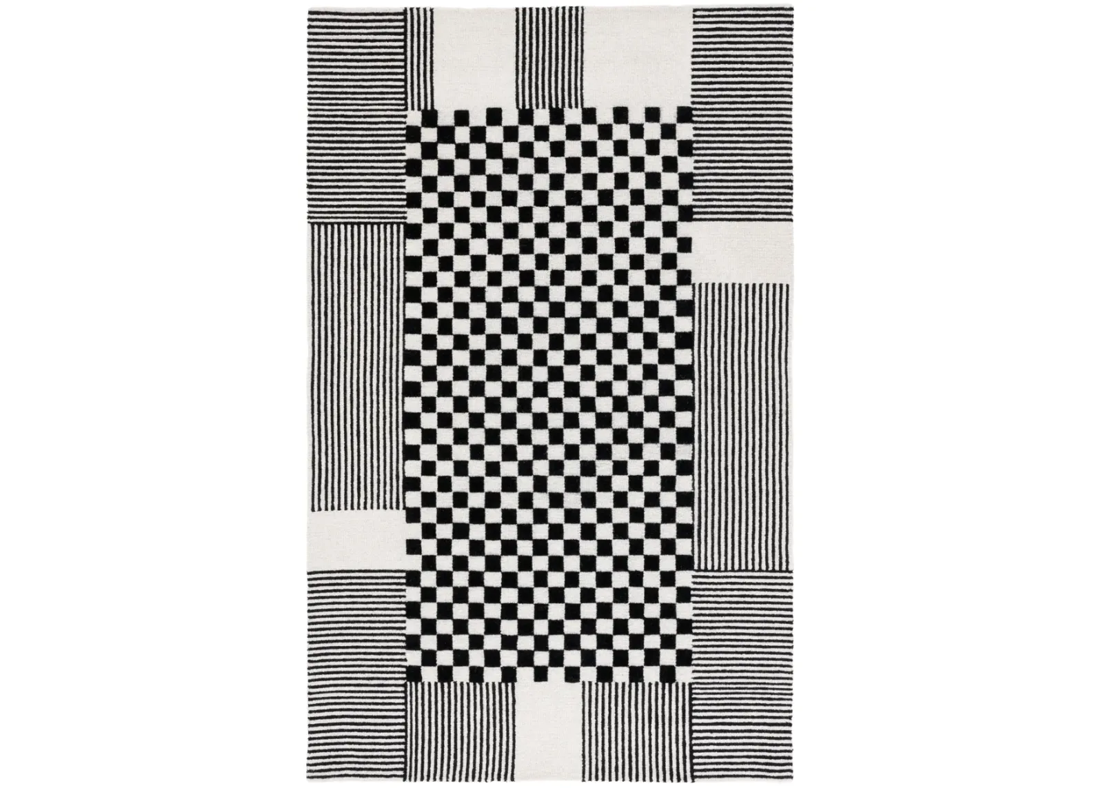 GENRE 207 CHECKERED BLACK  4' x 6' Small Rectangle Rug