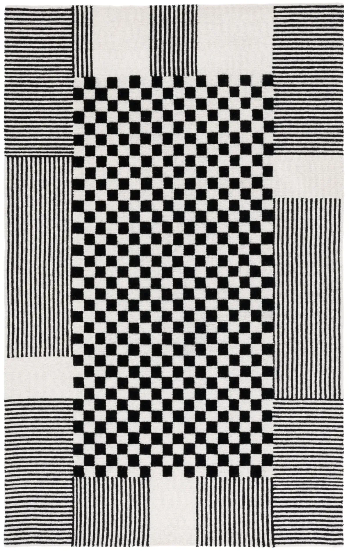 GENRE 207 CHECKERED BLACK  4' x 6' Small Rectangle Rug