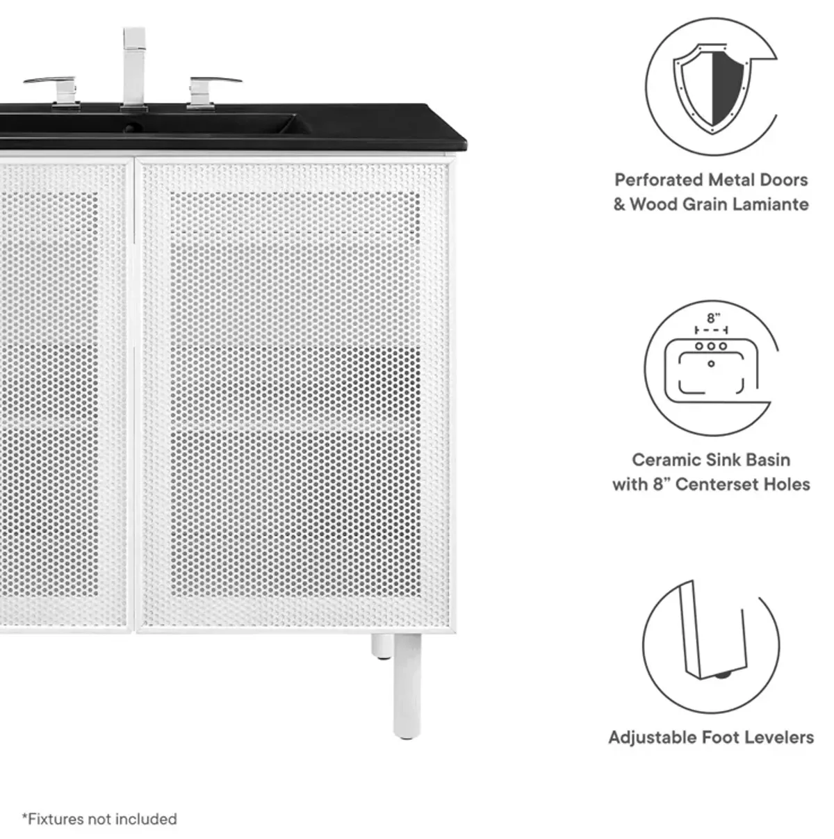 Calla 36" Perforated Metal Bathroom Vanity by Modway