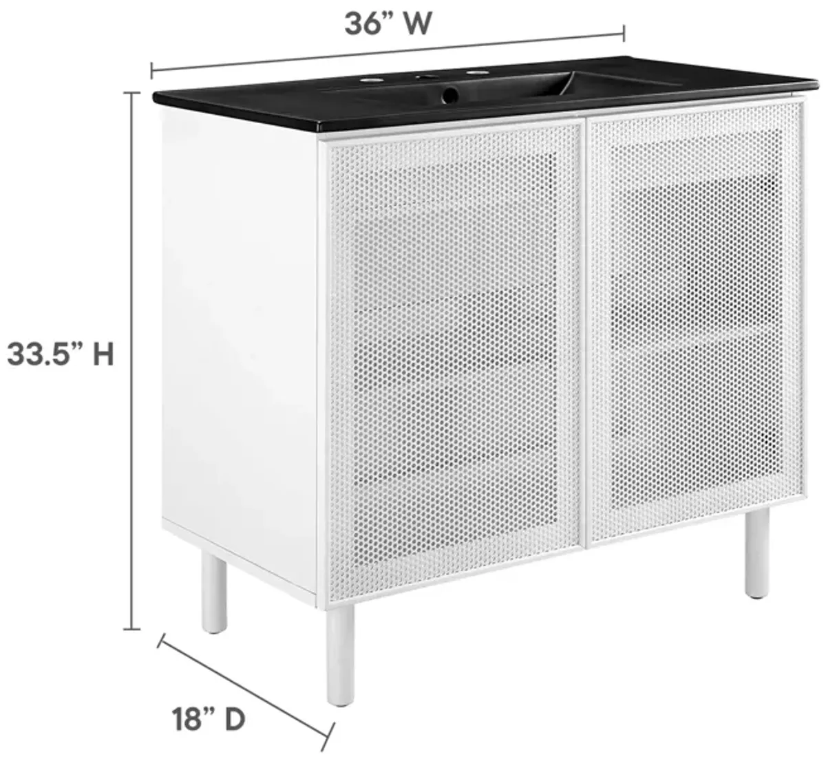 Calla 36" Perforated Metal Bathroom Vanity by Modway