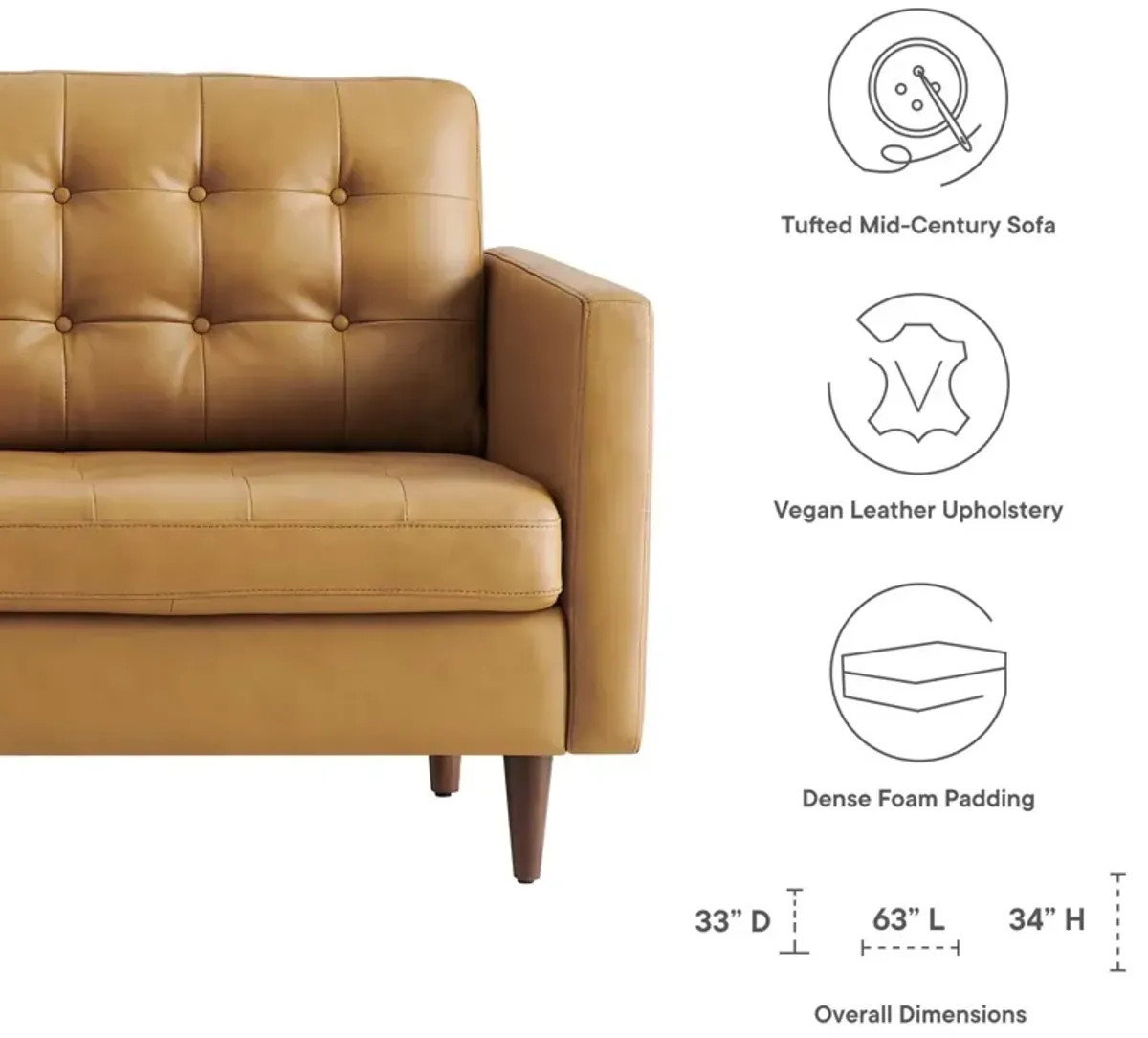 Exalt Tufted Vegan Leather Loveseat