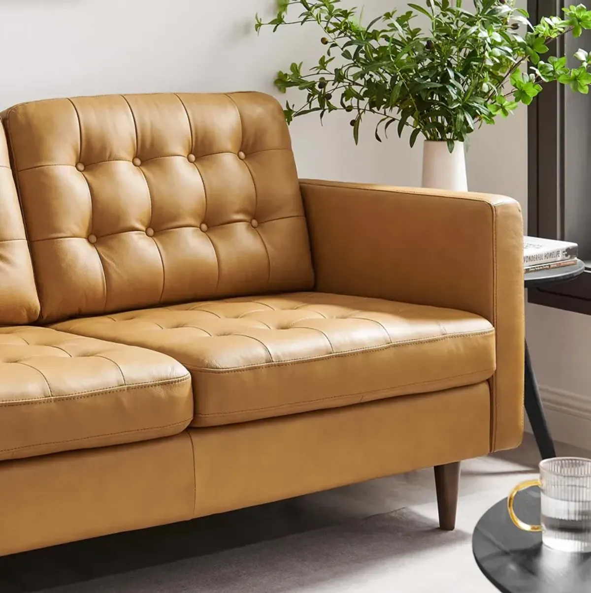 Exalt Tufted Vegan Leather Loveseat