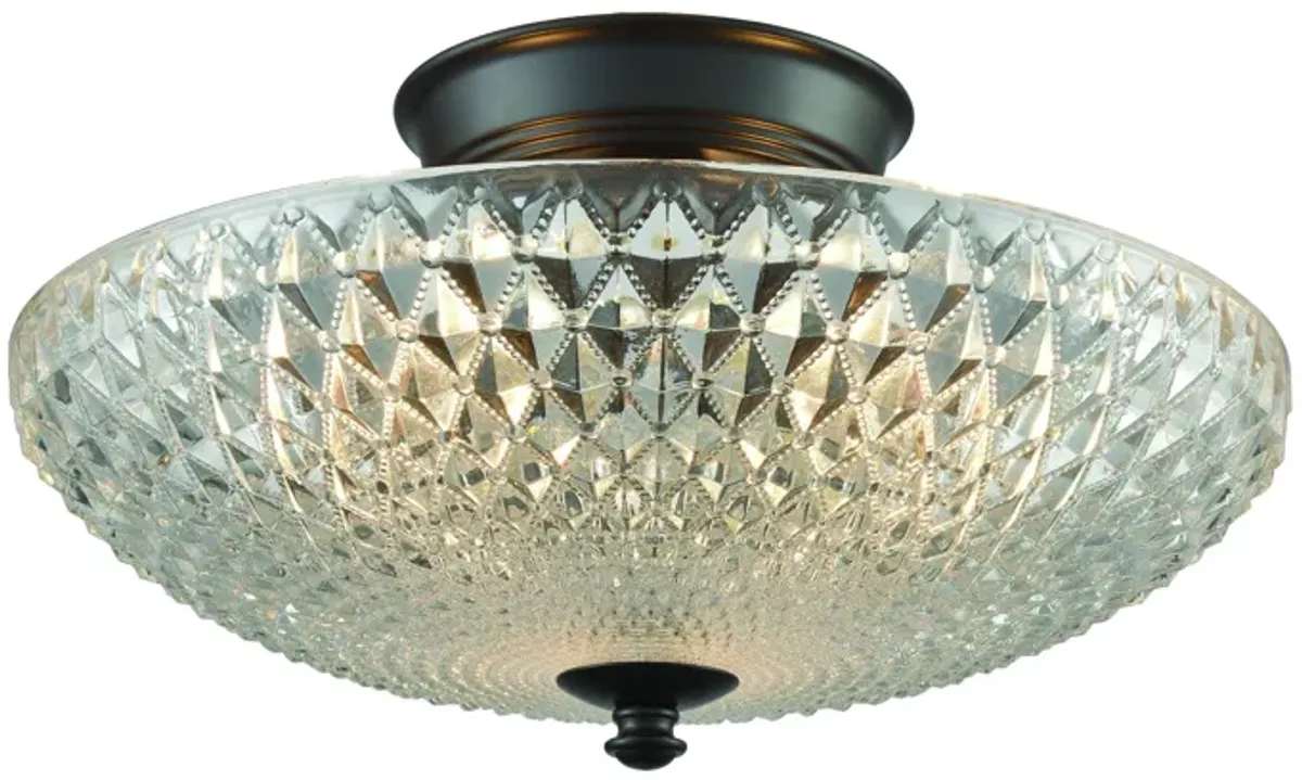 Sweetwater 14" Wide 3-Light Semi Flush Mount - Oil Rubbed Bronze