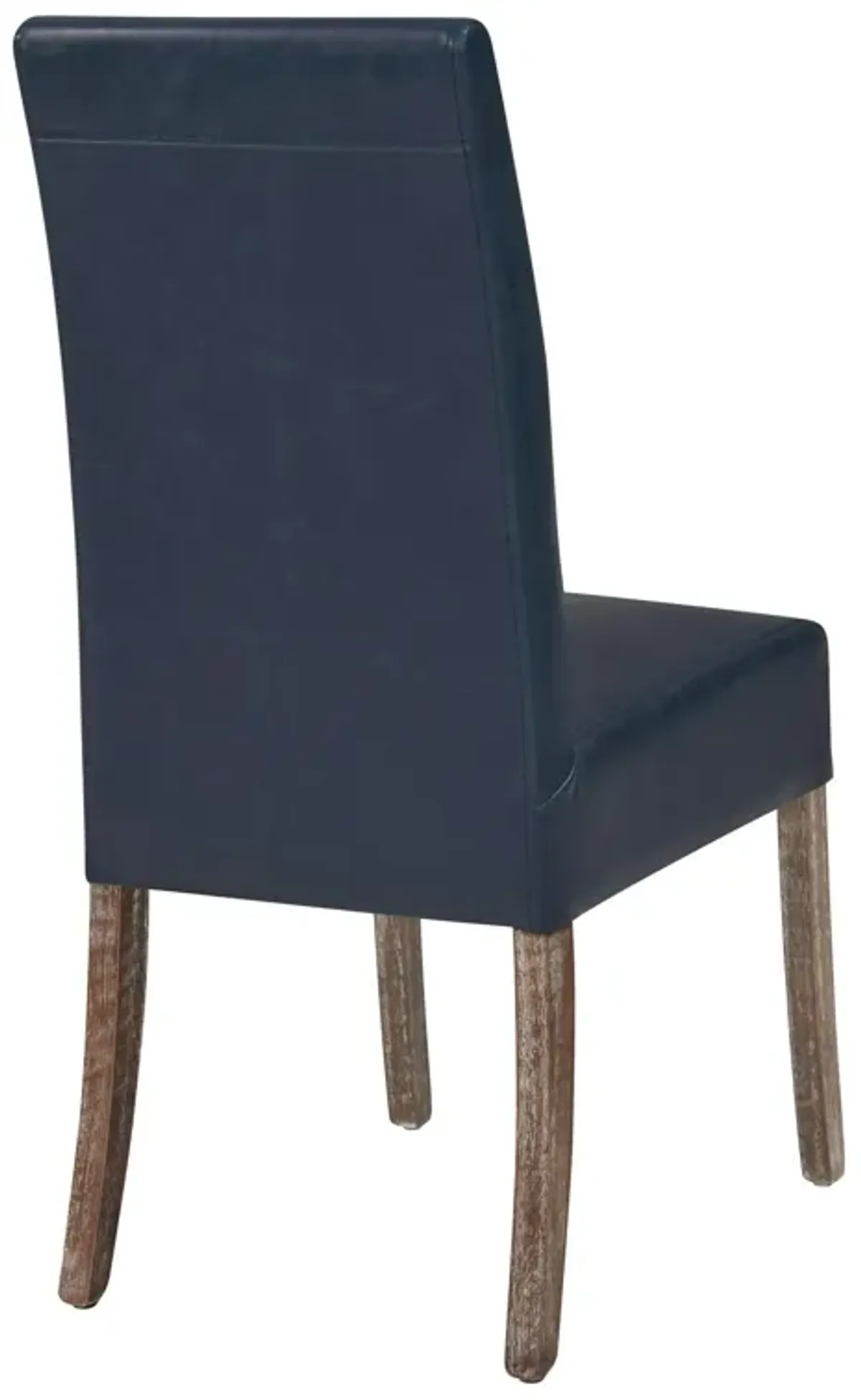 Valencia Bonded Leather Dining Side Chair Drift Wood Legs, Vintage Blue (Set of 2)