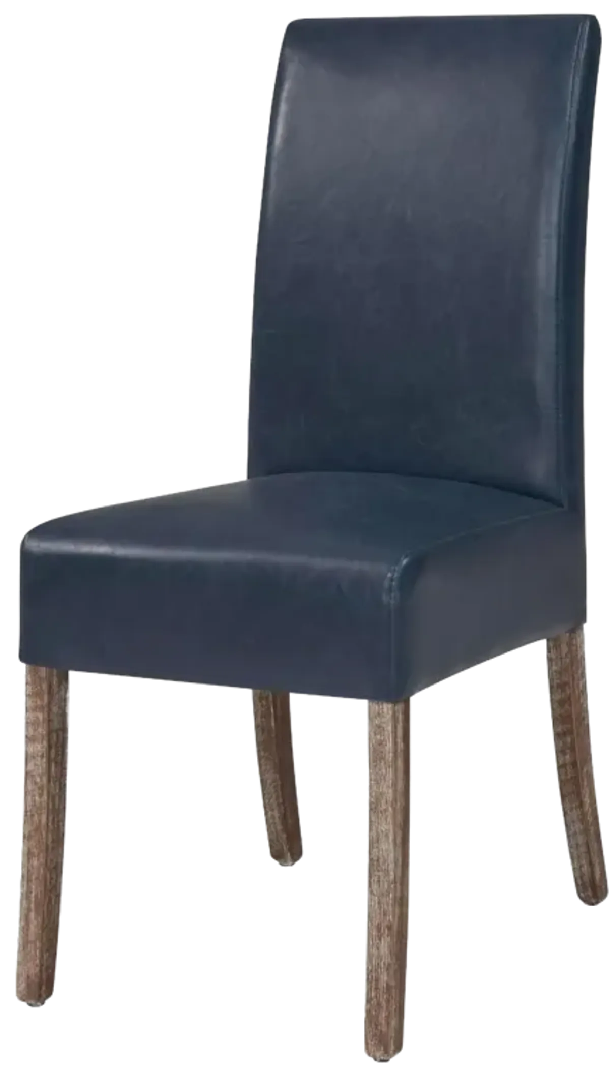 Valencia Bonded Leather Dining Side Chair Drift Wood Legs, Vintage Blue (Set of 2)