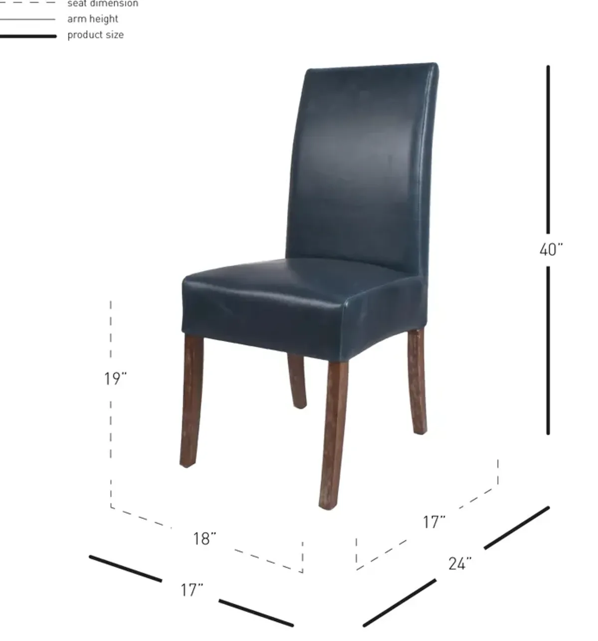 Valencia Bonded Leather Dining Side Chair Drift Wood Legs, Vintage Blue (Set of 2)