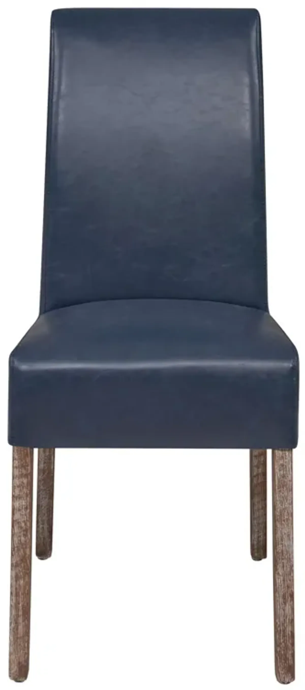 Valencia Bonded Leather Dining Side Chair Drift Wood Legs, Vintage Blue (Set of 2)