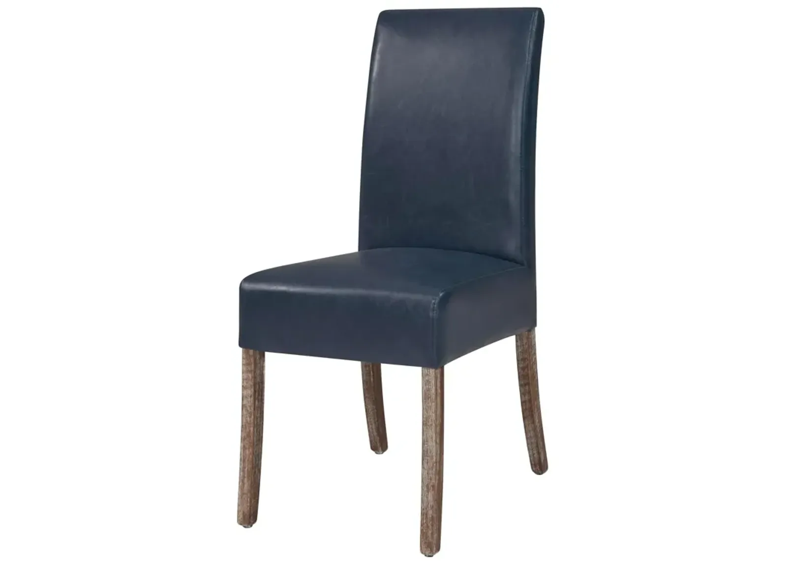 Valencia Bonded Leather Dining Side Chair Drift Wood Legs, Vintage Blue (Set of 2)