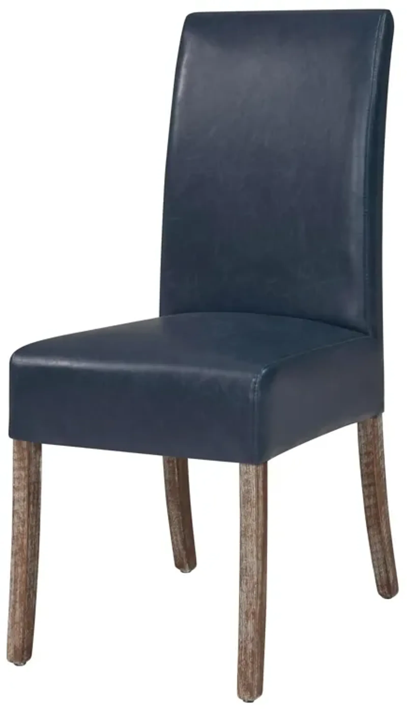 Valencia Bonded Leather Dining Side Chair Drift Wood Legs, Vintage Blue (Set of 2)