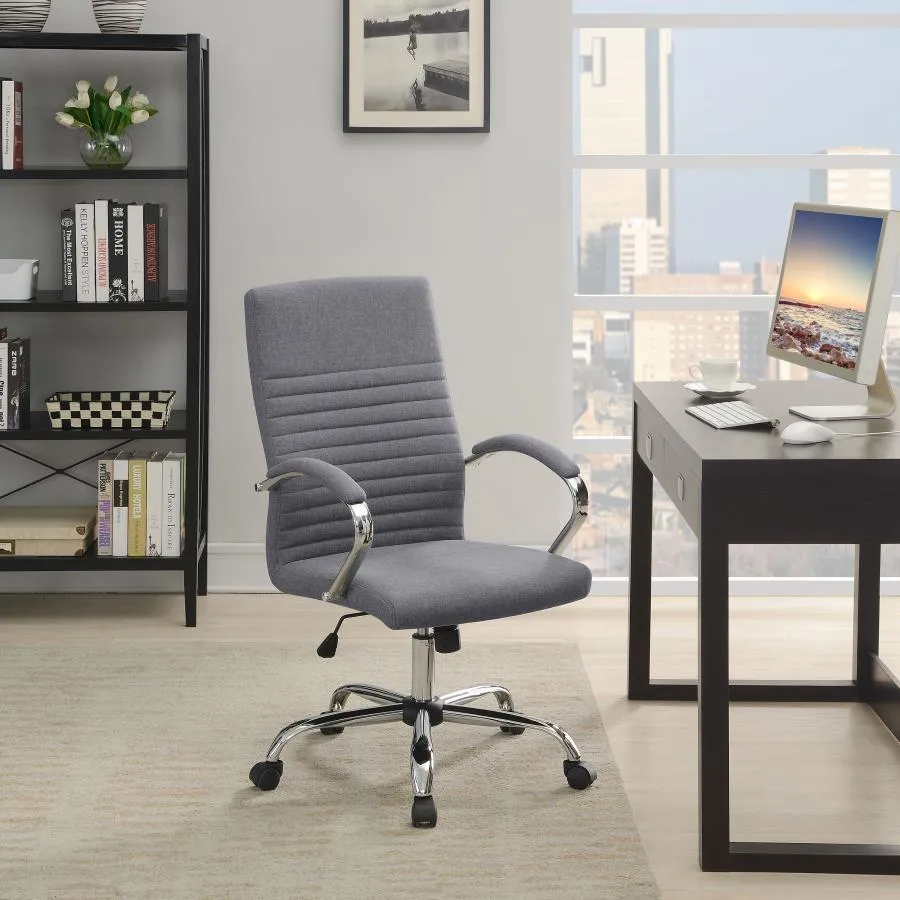 Ulises Upholstered Office Chair with Casters Grey And Chrome