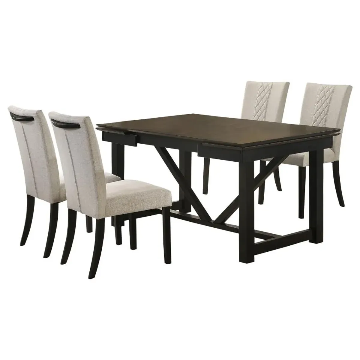 Malia 5-piece Rectangular Dining Table Set with Refractory Extension Leaf Beige and Black