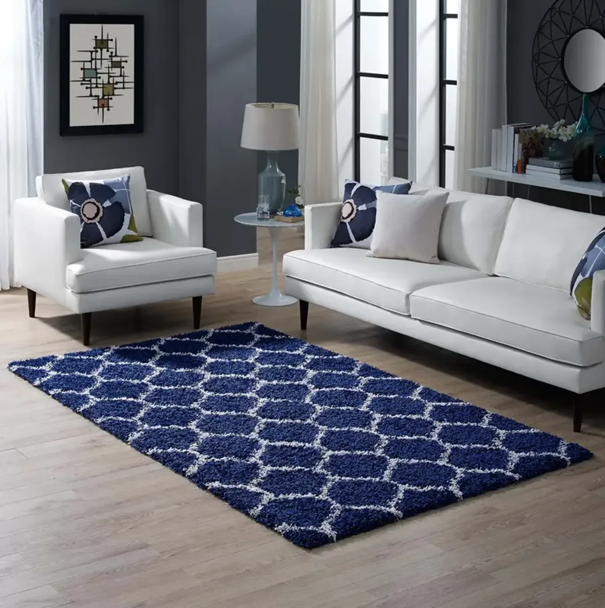 Solvea Moroccan Trellis 5x8 Shag Area Rug