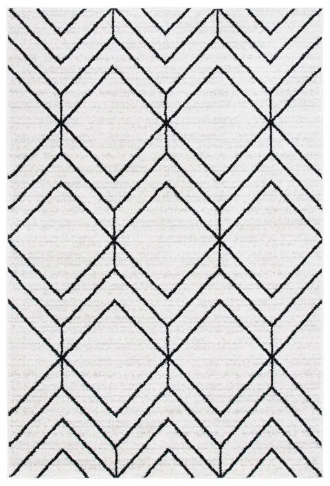 ADIRONDACK Contemporary Ivory / Black 3' X 5' Powerloomed Rug