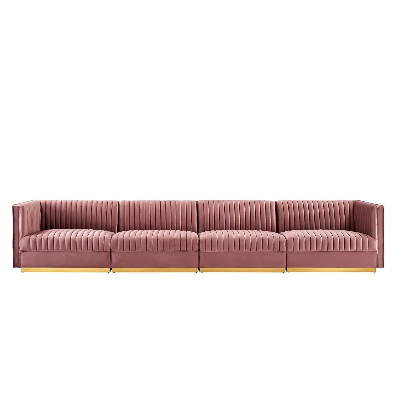 Sanguine Channel Tufted Performance Velvet 4-Seat Modular Sofa