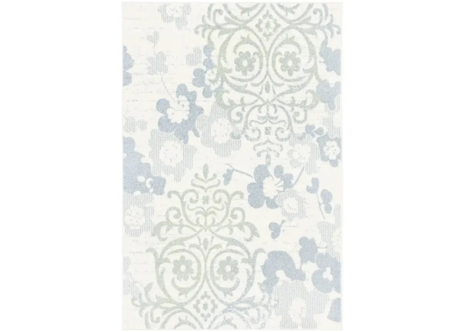 Adirondack Contemporary Ivory / Blue 6' X 9' Powerloomed Rug