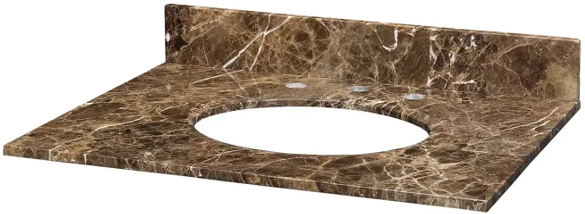 Stone Top - 25-inch for Oval Undermount Sink - Dark Emperador Marble